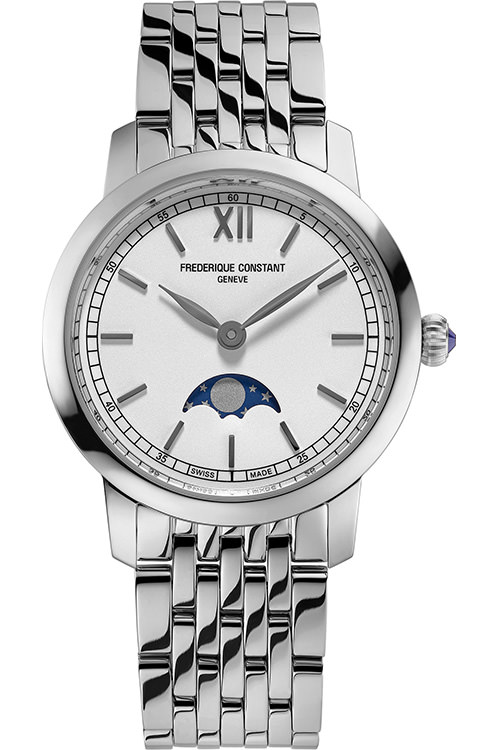 Frederique Constant Slimline Ladies MoonPhase 30 mm Watch in White Dial