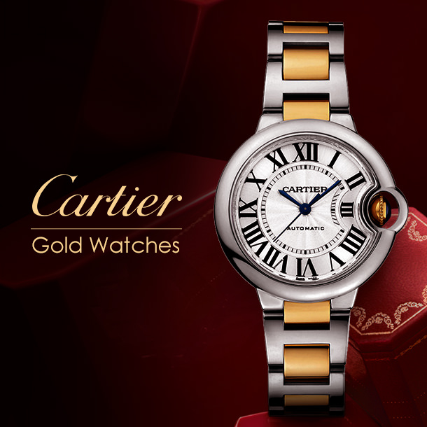 Cartier gold watches for men and women 